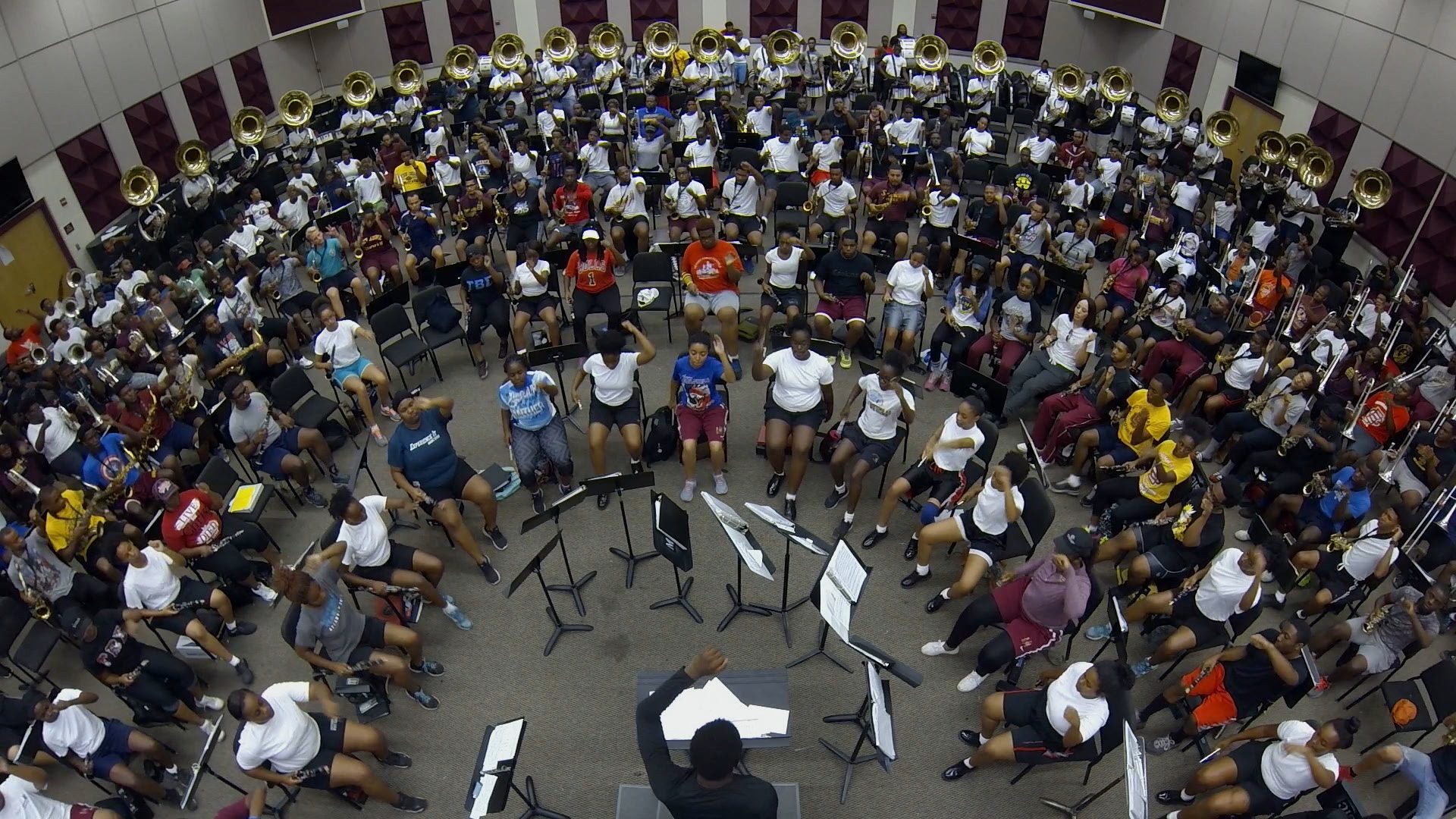 Band Practice, Rehearsal, Before Queen City Battle Of The Bands, Bethune-Cookman University, BCU, Marching Wildcats, Marching Orders, Stage 13 Original, stage13network